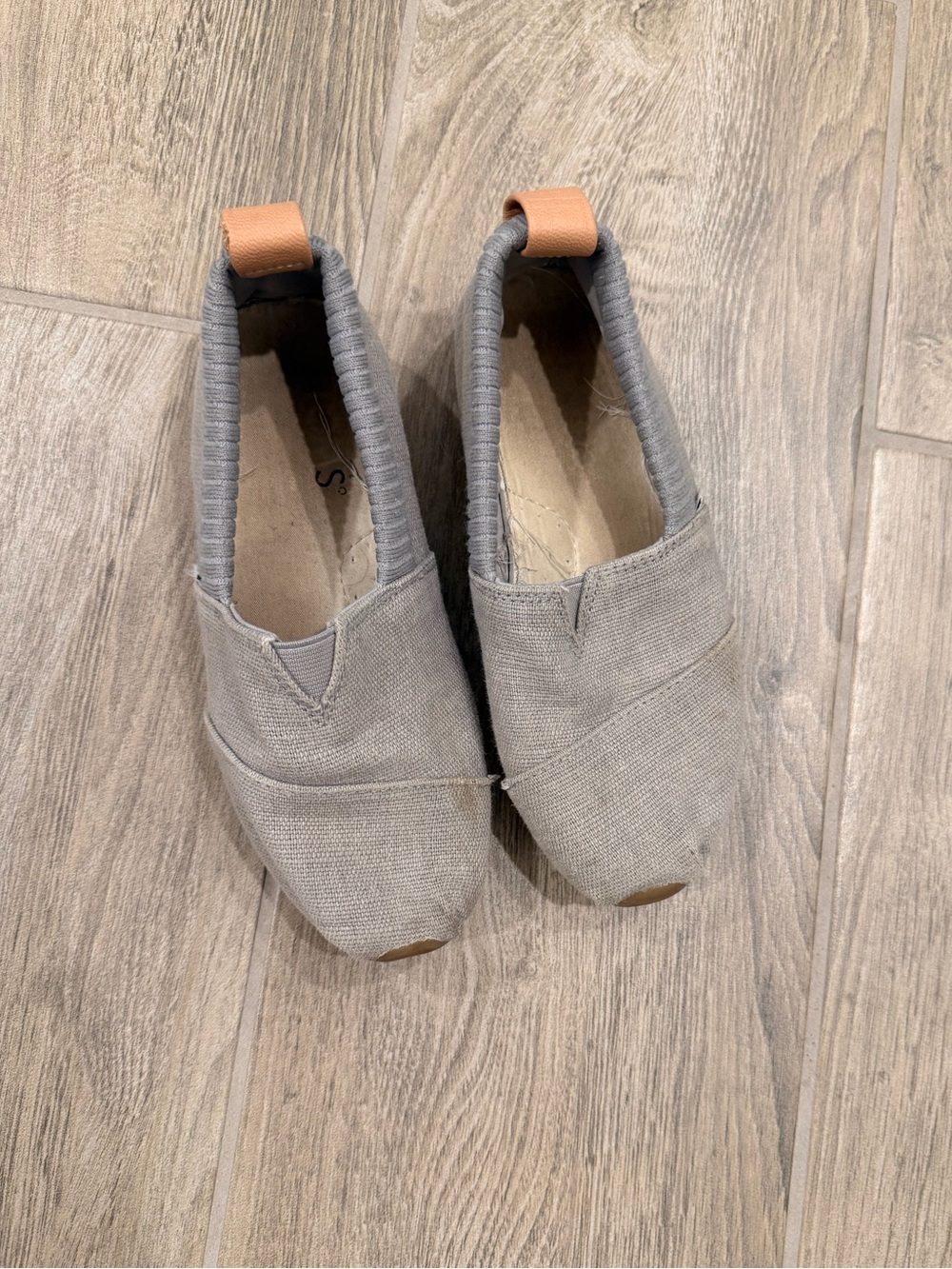 Toms Light Gray Canvas Slip-On with Tan Accents